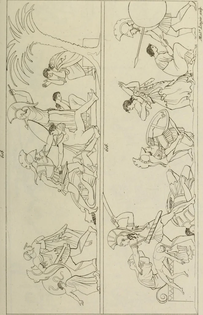 An illustration from Mythologische Gallerie; eine Sammlung von mehr als 750 antiken Denkmälern, Statuen, geschnittenen Steinen, Münzen und Gemälden, auf den 191 Original-Kupferblättern der französischen Ausg, 1848, leaf 354