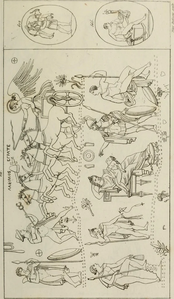 An illustration from Mythologische Gallerie; eine Sammlung von mehr als 750 antiken Denkmälern, Statuen, geschnittenen Steinen, Münzen und Gemälden, auf den 191 Original-Kupferblättern der französischen Ausg, 1848, leaf 356