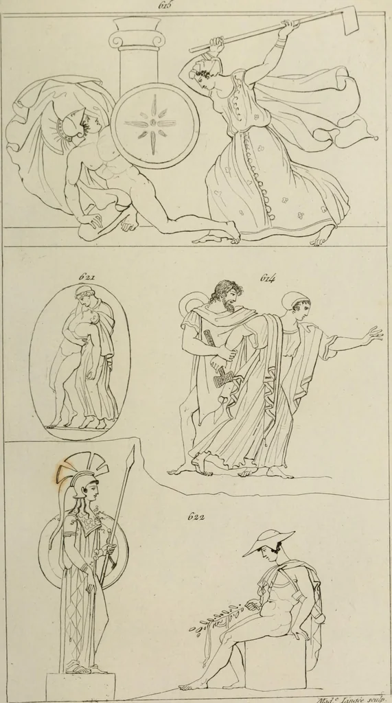 An illustration from Mythologische Gallerie; eine Sammlung von mehr als 750 antiken Denkmälern, Statuen, geschnittenen Steinen, Münzen und Gemälden, auf den 191 Original-Kupferblättern der französischen Ausg, 1848, leaf 358