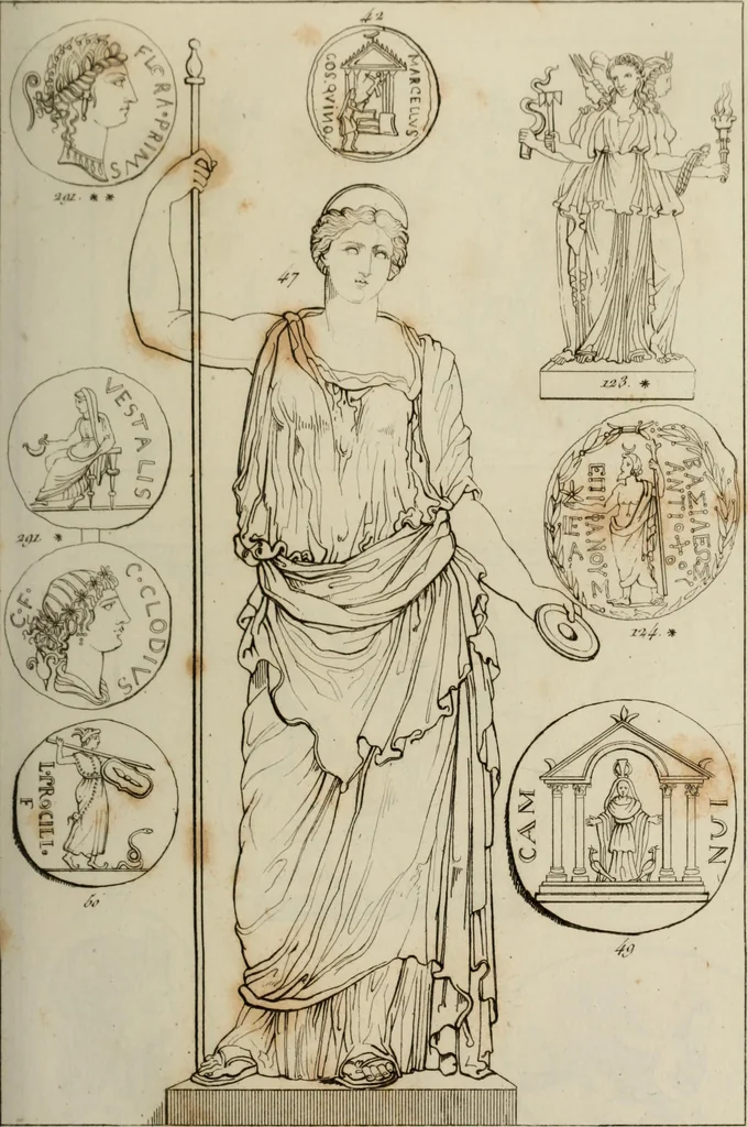 An illustration from Mythologische Gallerie; eine Sammlung von mehr als 750 antiken Denkmälern, Statuen, geschnittenen Steinen, Münzen und Gemälden, auf den 191 Original-Kupferblättern der französischen Ausg, 1848, leaf 36