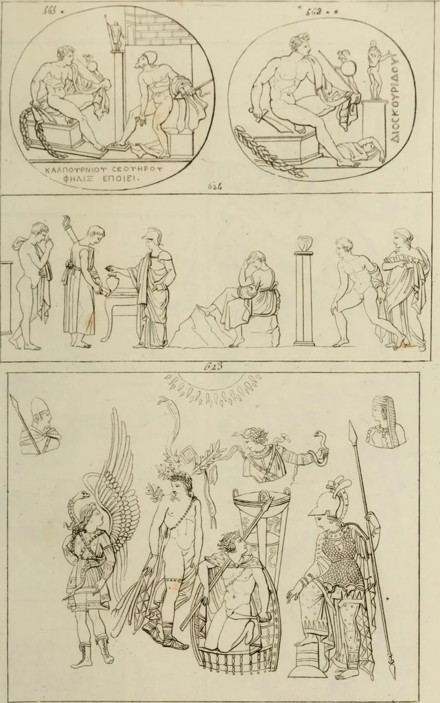 An illustration from Mythologische Gallerie; eine Sammlung von mehr als 750 antiken Denkmälern, Statuen, geschnittenen Steinen, Münzen und Gemälden, auf den 191 Original-Kupferblättern der französischen Ausg, 1848, leaf 360