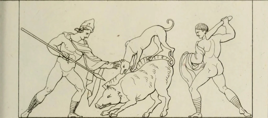 An illustration from Mythologische Gallerie; eine Sammlung von mehr als 750 antiken Denkmälern, Statuen, geschnittenen Steinen, Münzen und Gemälden, auf den 191 Original-Kupferblättern der französischen Ausg, 1848, leaf 364