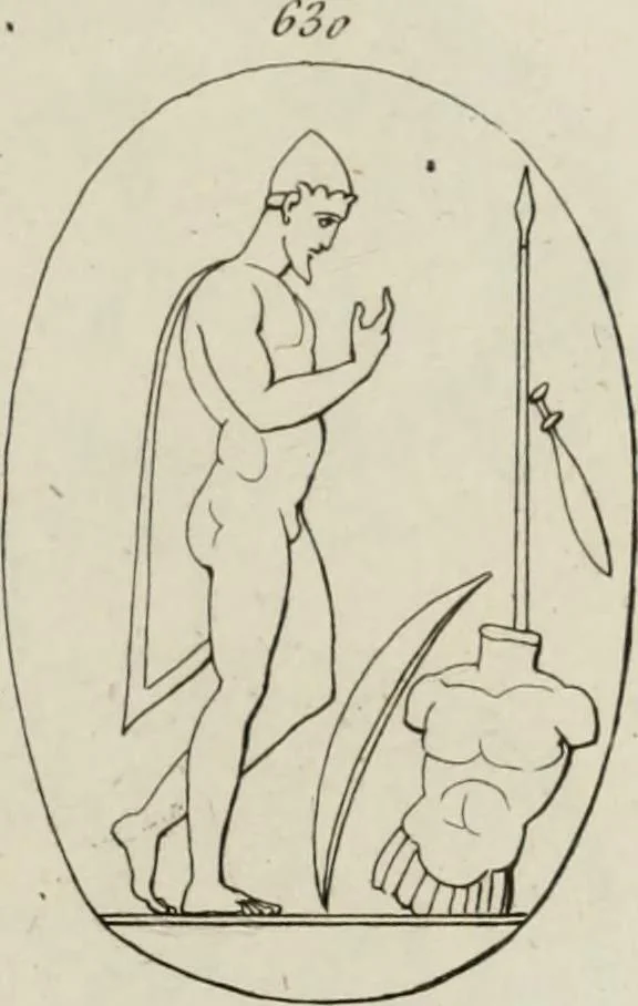 An illustration from Mythologische Gallerie; eine Sammlung von mehr als 750 antiken Denkmälern, Statuen, geschnittenen Steinen, Münzen und Gemälden, auf den 191 Original-Kupferblättern der französischen Ausg, 1848, leaf 364