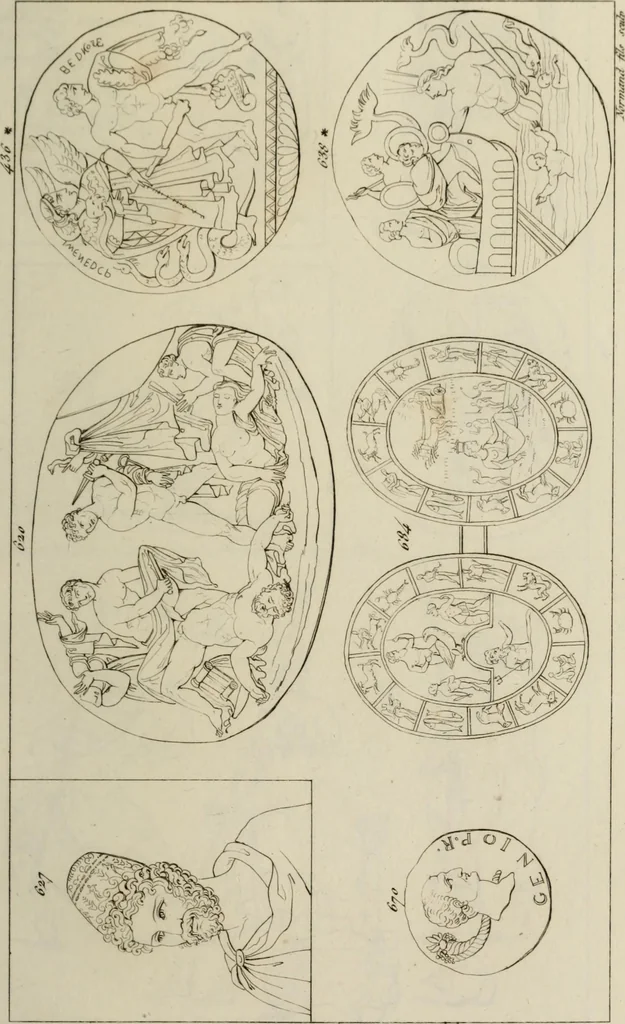 An illustration from Mythologische Gallerie; eine Sammlung von mehr als 750 antiken Denkmälern, Statuen, geschnittenen Steinen, Münzen und Gemälden, auf den 191 Original-Kupferblättern der französischen Ausg, 1848, leaf 366