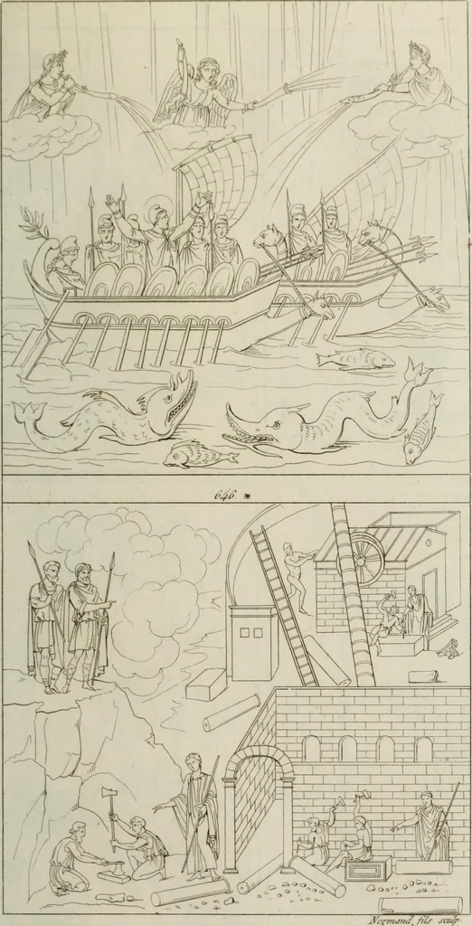 An illustration from Mythologische Gallerie; eine Sammlung von mehr als 750 antiken Denkmälern, Statuen, geschnittenen Steinen, Münzen und Gemälden, auf den 191 Original-Kupferblättern der französischen Ausg, 1848, leaf 374