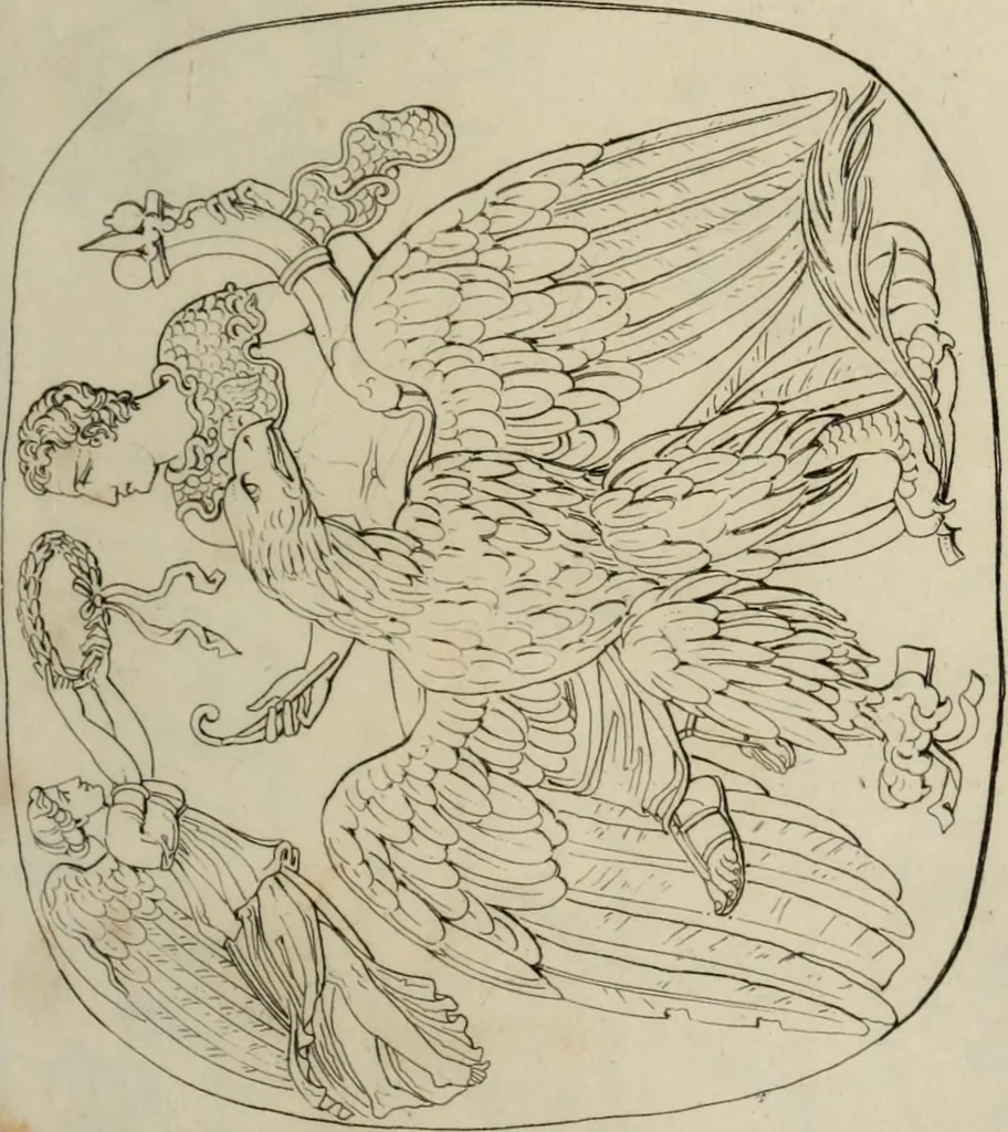 An illustration from Mythologische Gallerie; eine Sammlung von mehr als 750 antiken Denkmälern, Statuen, geschnittenen Steinen, Münzen und Gemälden, auf den 191 Original-Kupferblättern der französischen Ausg, 1848, leaf 382