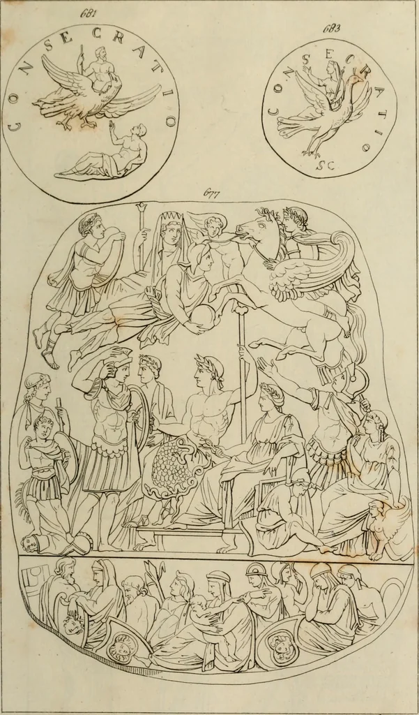 An illustration from Mythologische Gallerie; eine Sammlung von mehr als 750 antiken Denkmälern, Statuen, geschnittenen Steinen, Münzen und Gemälden, auf den 191 Original-Kupferblättern der französischen Ausg, 1848, leaf 386