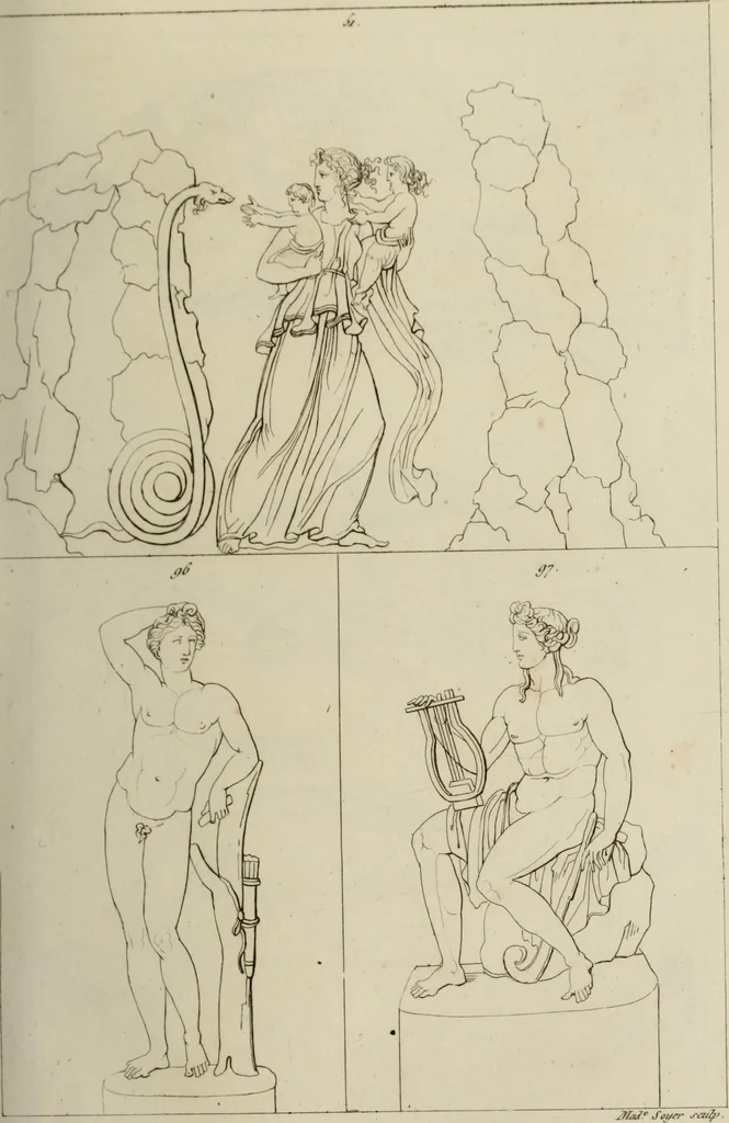An illustration from Mythologische Gallerie; eine Sammlung von mehr als 750 antiken Denkmälern, Statuen, geschnittenen Steinen, Münzen und Gemälden, auf den 191 Original-Kupferblättern der französischen Ausg, 1848, leaf 40