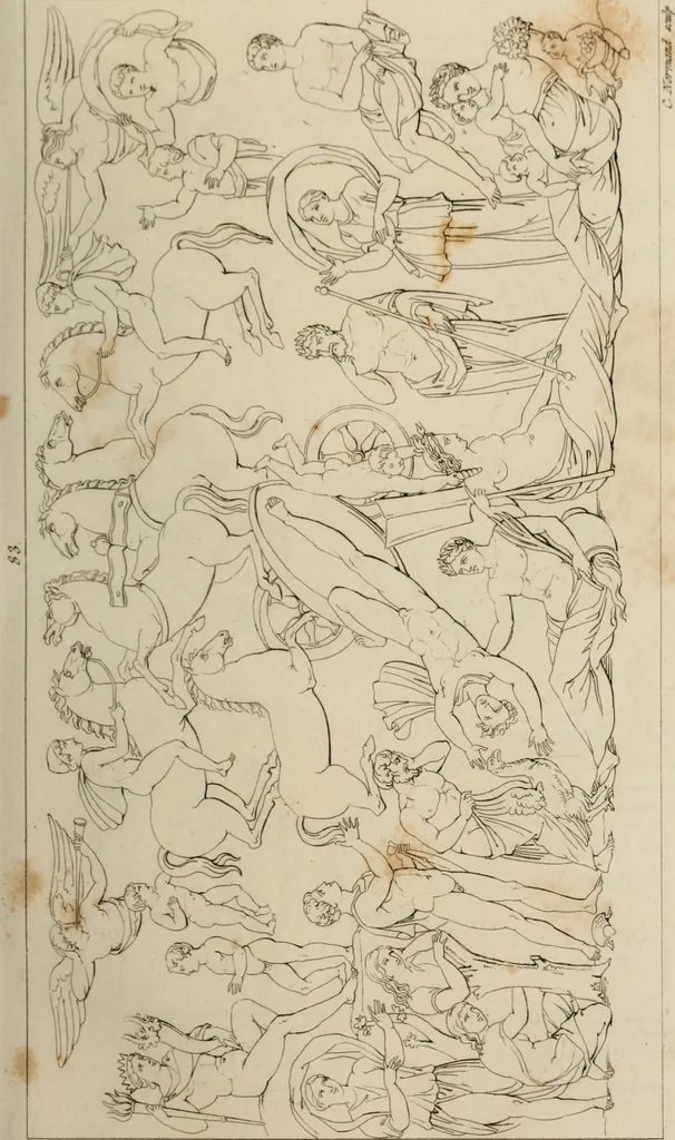 An illustration from Mythologische Gallerie; eine Sammlung von mehr als 750 antiken Denkmälern, Statuen, geschnittenen Steinen, Münzen und Gemälden, auf den 191 Original-Kupferblättern der französischen Ausg, 1848, leaf 66
