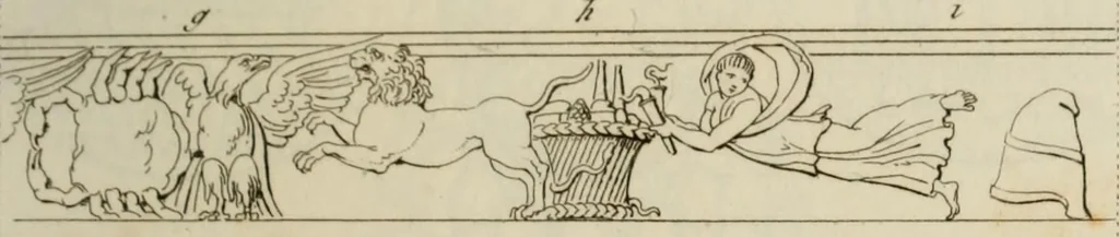 An illustration from Mythologische Gallerie; eine Sammlung von mehr als 750 antiken Denkmälern, Statuen, geschnittenen Steinen, Münzen und Gemälden, auf den 191 Original-Kupferblättern der französischen Ausg, 1848, leaf 70