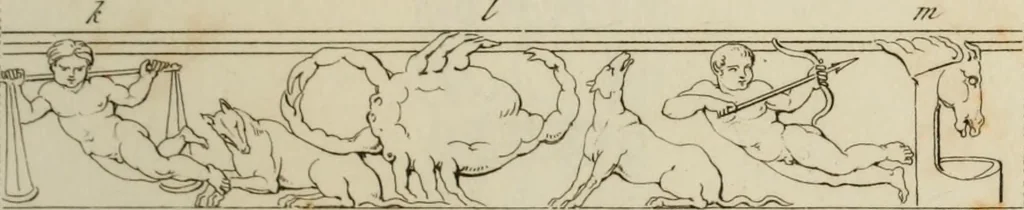 An illustration from Mythologische Gallerie; eine Sammlung von mehr als 750 antiken Denkmälern, Statuen, geschnittenen Steinen, Münzen und Gemälden, auf den 191 Original-Kupferblättern der französischen Ausg, 1848, leaf 70