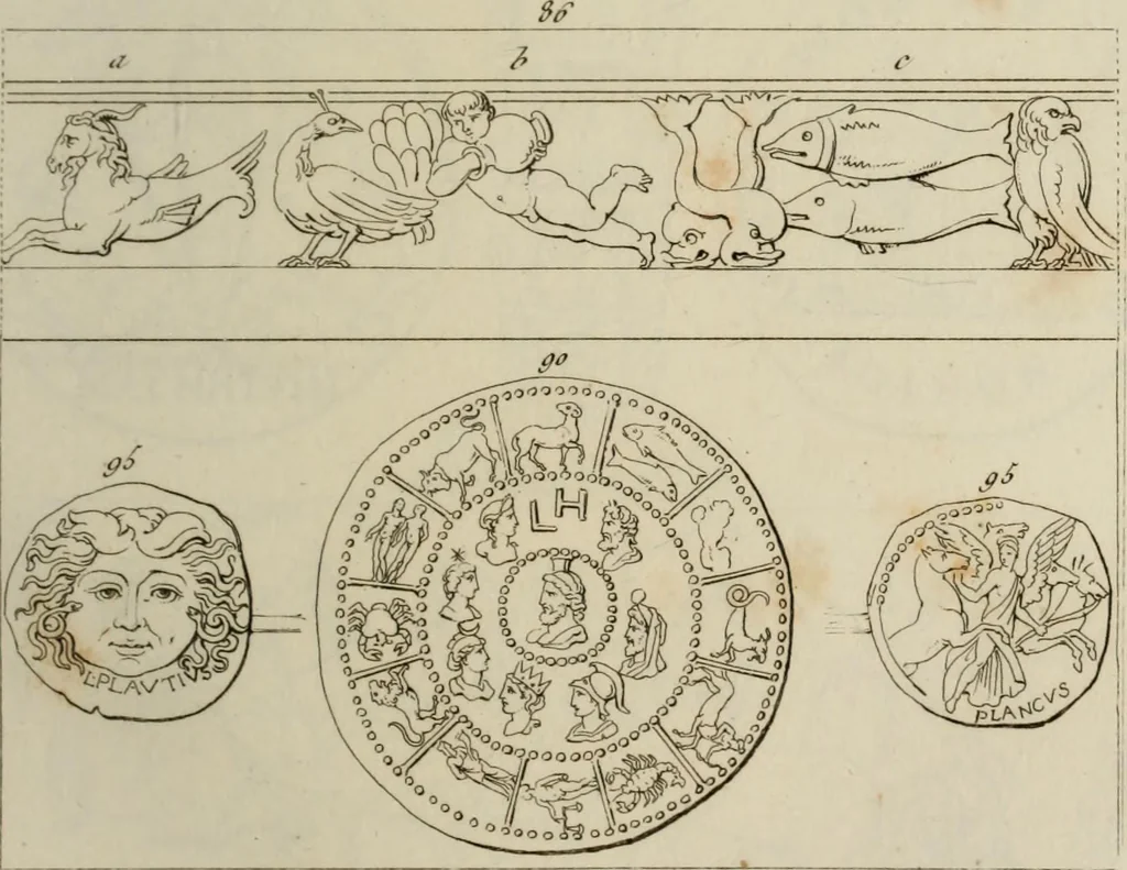 An illustration from Mythologische Gallerie; eine Sammlung von mehr als 750 antiken Denkmälern, Statuen, geschnittenen Steinen, Münzen und Gemälden, auf den 191 Original-Kupferblättern der französischen Ausg, 1848, leaf 70