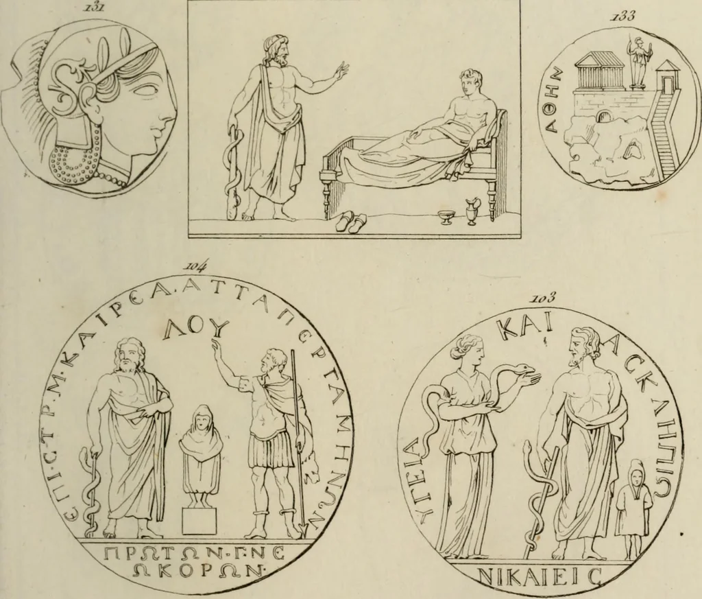 An illustration from Mythologische Gallerie; eine Sammlung von mehr als 750 antiken Denkmälern, Statuen, geschnittenen Steinen, Münzen und Gemälden, auf den 191 Original-Kupferblättern der französischen Ausg, 1848, leaf 76