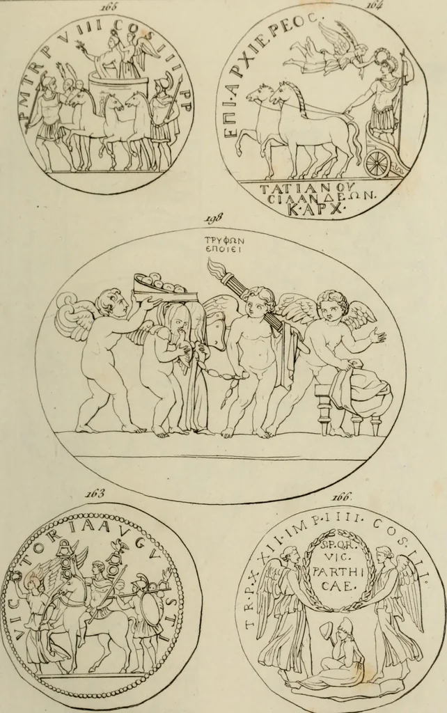 An illustration from Mythologische Gallerie; eine Sammlung von mehr als 750 antiken Denkmälern, Statuen, geschnittenen Steinen, Münzen und Gemälden, auf den 191 Original-Kupferblättern der französischen Ausg, 1848, leaf 94