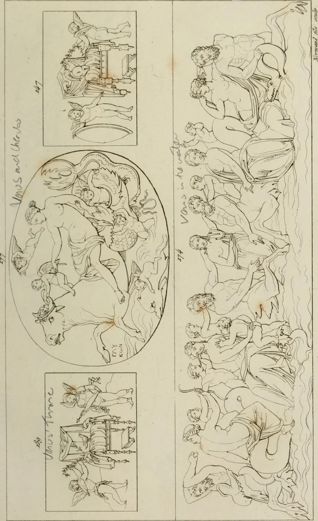 An illustration from Mythologische Gallerie; eine Sammlung von mehr als 750 antiken Denkmälern, Statuen, geschnittenen Steinen, Münzen und Gemälden, auf den 191 Original-Kupferblättern der französischen Ausg, 1848, leaf 96