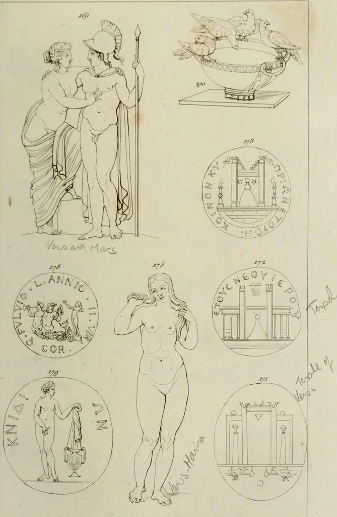 An illustration from Mythologische Gallerie; eine Sammlung von mehr als 750 antiken Denkmälern, Statuen, geschnittenen Steinen, Münzen und Gemälden, auf den 191 Original-Kupferblättern der französischen Ausg, 1848, leaf 98