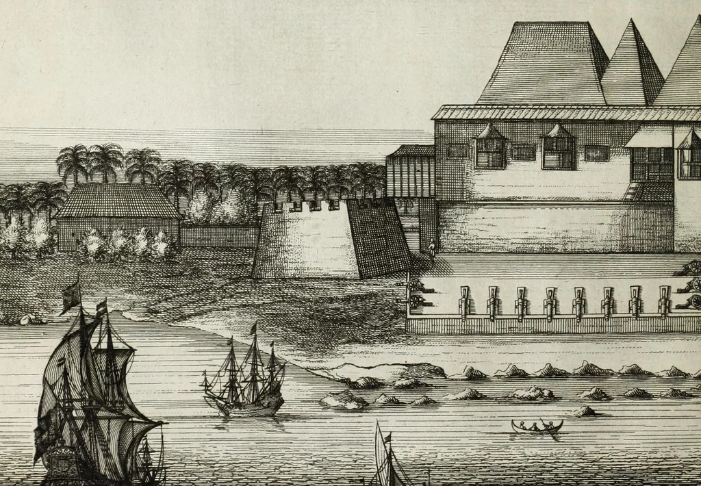 An illustration from Naauwkeurige beschryvinge van Malabar en Choromandel, der zelver aangrenzende ryken, en het machtige eyland Ceylon : nevens een omstandige en grondigh doorzochte ontdekking en wederlegginge van de afgoderye der Oost-Indische heydenen ..., 1672, leaf 104