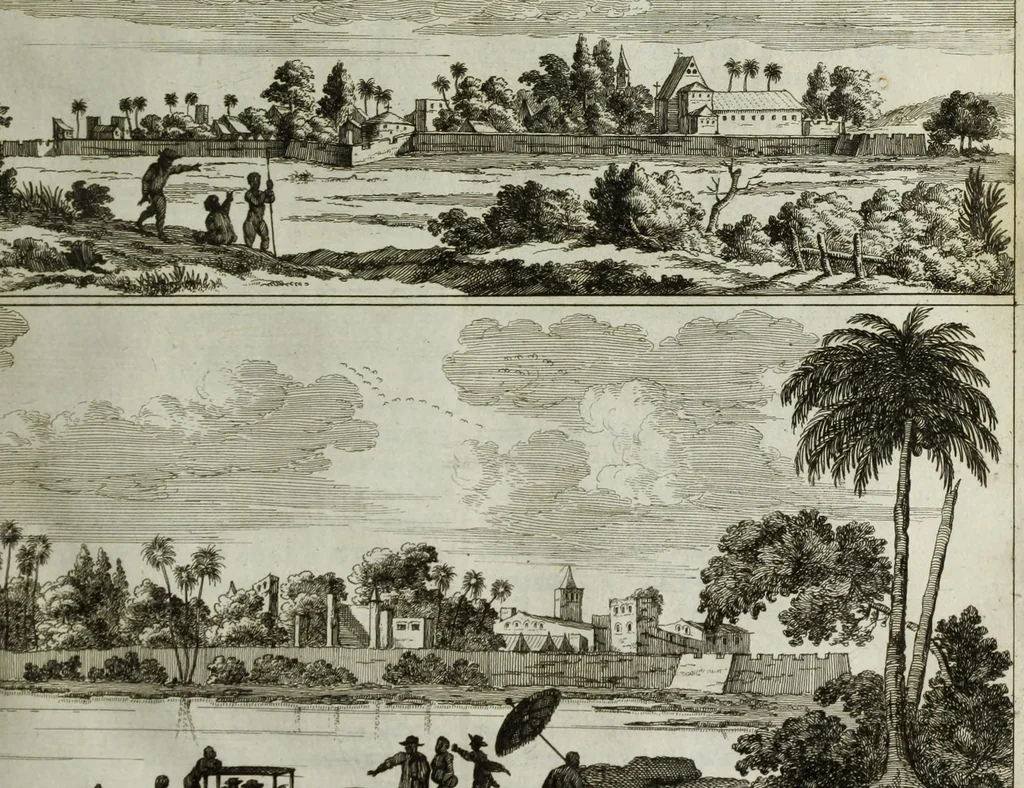 An illustration from Naauwkeurige beschryvinge van Malabar en Choromandel, der zelver aangrenzende ryken, en het machtige eyland Ceylon : nevens een omstandige en grondigh doorzochte ontdekking en wederlegginge van de afgoderye der Oost-Indische heydenen ..., 1672, leaf 153