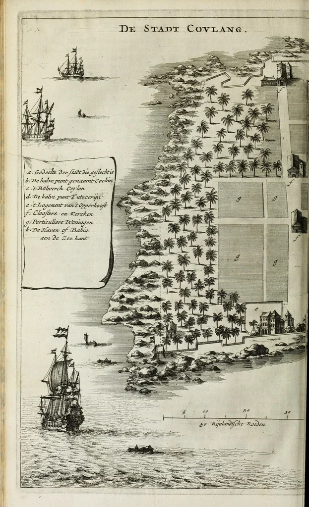 An illustration from Naauwkeurige beschryvinge van Malabar en Choromandel, der zelver aangrenzende ryken, en het machtige eyland Ceylon : nevens een omstandige en grondigh doorzochte ontdekking en wederlegginge van de afgoderye der Oost-Indische heydenen ..., 1672, leaf 196