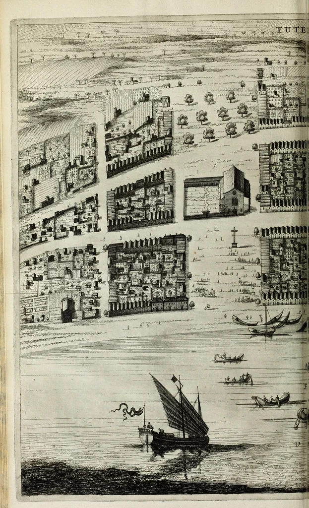 An illustration from Naauwkeurige beschryvinge van Malabar en Choromandel, der zelver aangrenzende ryken, en het machtige eyland Ceylon : nevens een omstandige en grondigh doorzochte ontdekking en wederlegginge van de afgoderye der Oost-Indische heydenen ..., 1672, leaf 208