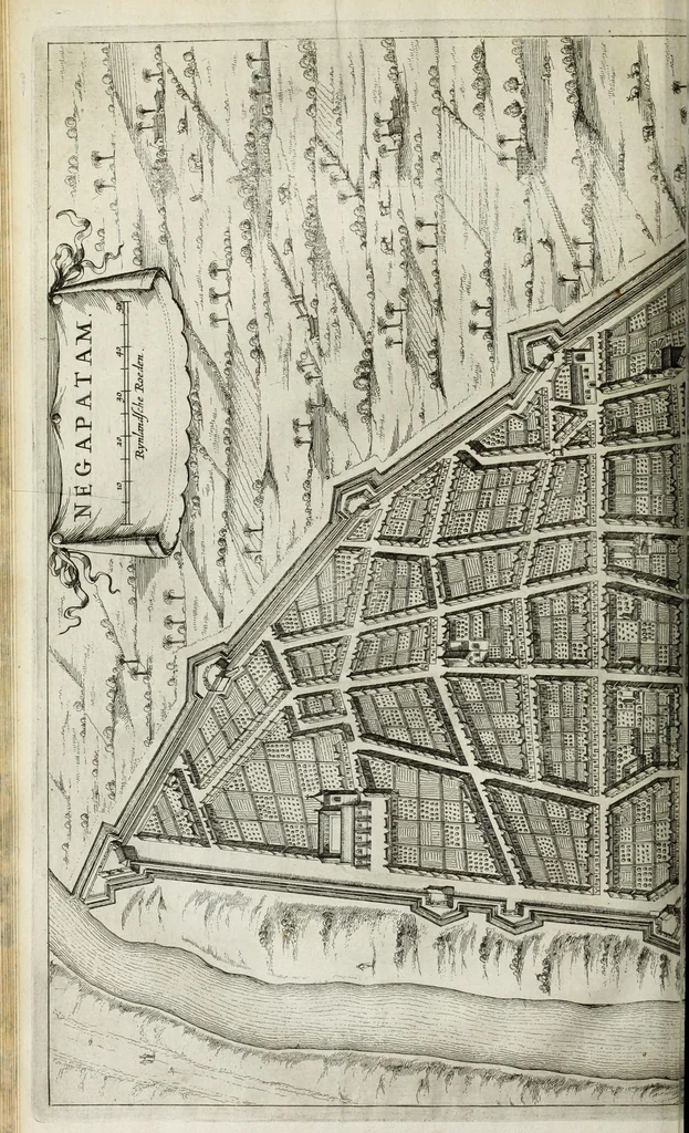 An illustration from Naauwkeurige beschryvinge van Malabar en Choromandel, der zelver aangrenzende ryken, en het machtige eyland Ceylon : nevens een omstandige en grondigh doorzochte ontdekking en wederlegginge van de afgoderye der Oost-Indische heydenen ..., 1672, leaf 220