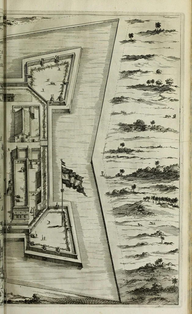 An illustration from Naauwkeurige beschryvinge van Malabar en Choromandel, der zelver aangrenzende ryken, en het machtige eyland Ceylon : nevens een omstandige en grondigh doorzochte ontdekking en wederlegginge van de afgoderye der Oost-Indische heydenen ..., 1672, leaf 229