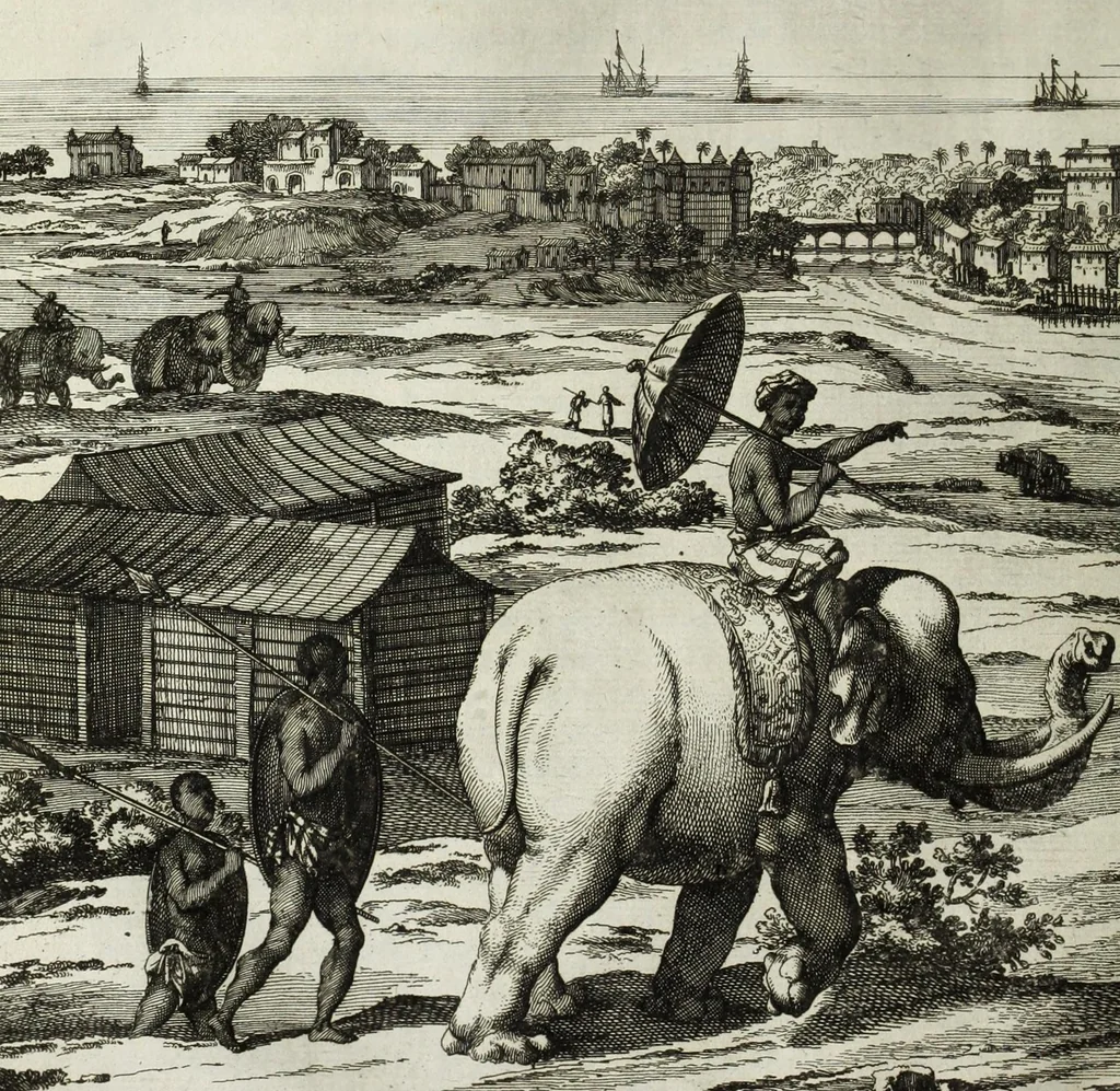 An illustration from Naauwkeurige beschryvinge van Malabar en Choromandel, der zelver aangrenzende ryken, en het machtige eyland Ceylon : nevens een omstandige en grondigh doorzochte ontdekking en wederlegginge van de afgoderye der Oost-Indische heydenen ..., 1672, leaf 234