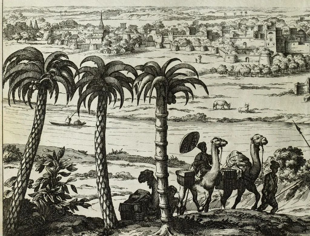 An illustration from Naauwkeurige beschryvinge van Malabar en Choromandel, der zelver aangrenzende ryken, en het machtige eyland Ceylon : nevens een omstandige en grondigh doorzochte ontdekking en wederlegginge van de afgoderye der Oost-Indische heydenen ..., 1672, leaf 28