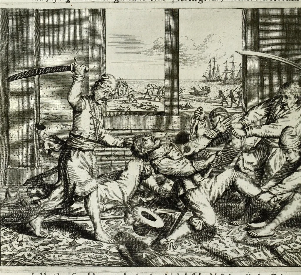 An illustration from Naauwkeurige beschryvinge van Malabar en Choromandel, der zelver aangrenzende ryken, en het machtige eyland Ceylon : nevens een omstandige en grondigh doorzochte ontdekking en wederlegginge van de afgoderye der Oost-Indische heydenen ..., 1672, leaf 314