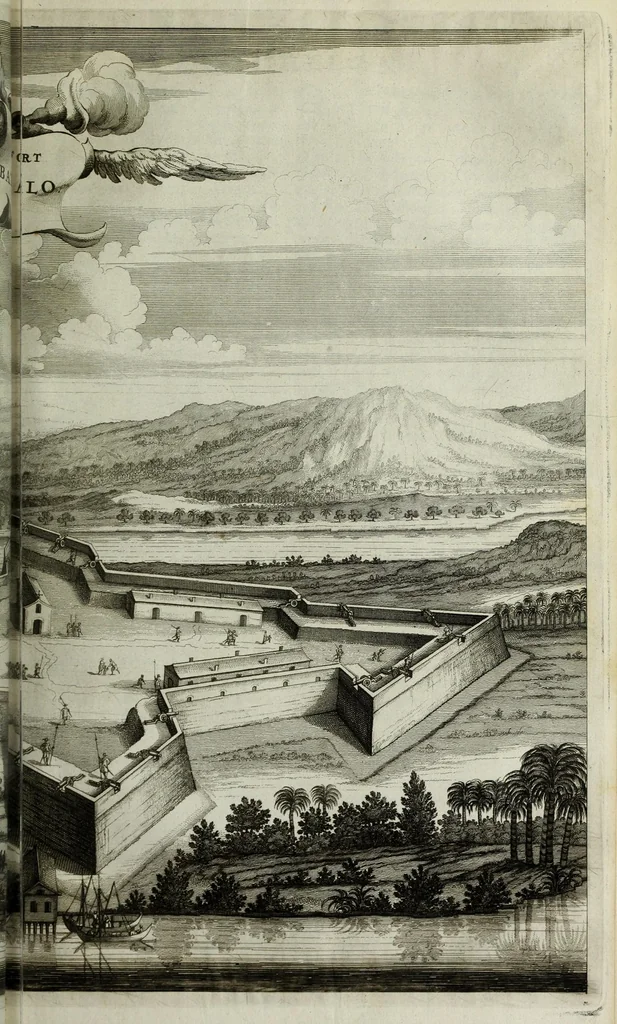 An illustration from Naauwkeurige beschryvinge van Malabar en Choromandel, der zelver aangrenzende ryken, en het machtige eyland Ceylon : nevens een omstandige en grondigh doorzochte ontdekking en wederlegginge van de afgoderye der Oost-Indische heydenen ..., 1672, leaf 351