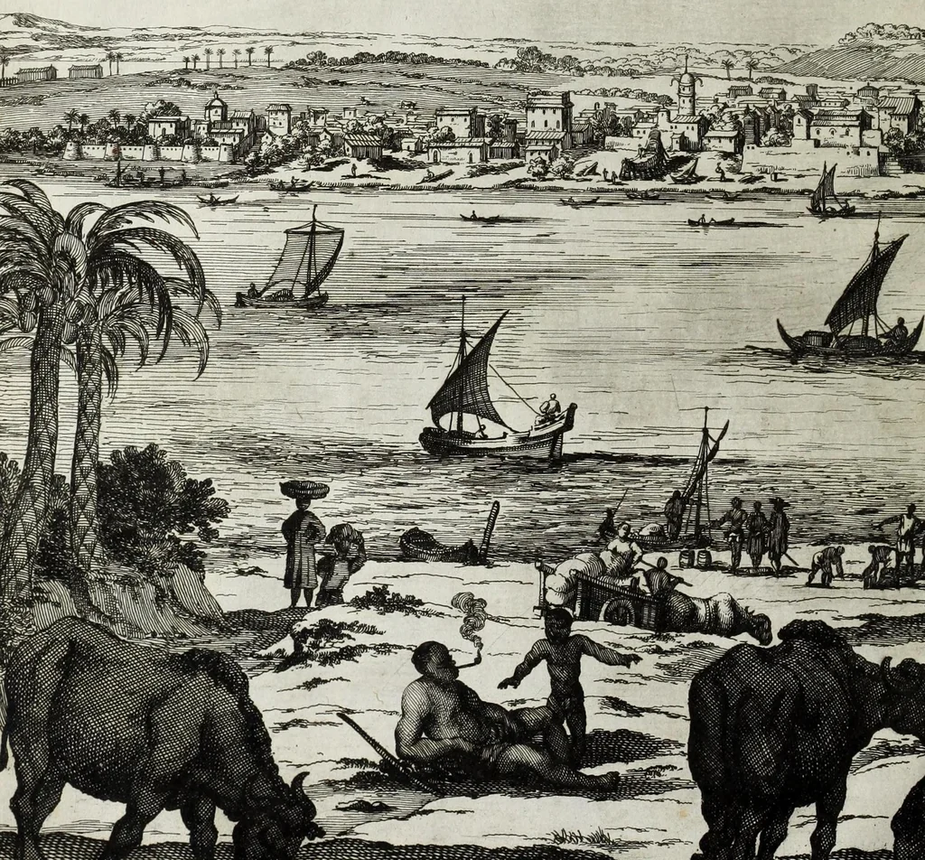 An illustration from Naauwkeurige beschryvinge van Malabar en Choromandel, der zelver aangrenzende ryken, en het machtige eyland Ceylon : nevens een omstandige en grondigh doorzochte ontdekking en wederlegginge van de afgoderye der Oost-Indische heydenen ..., 1672, leaf 42