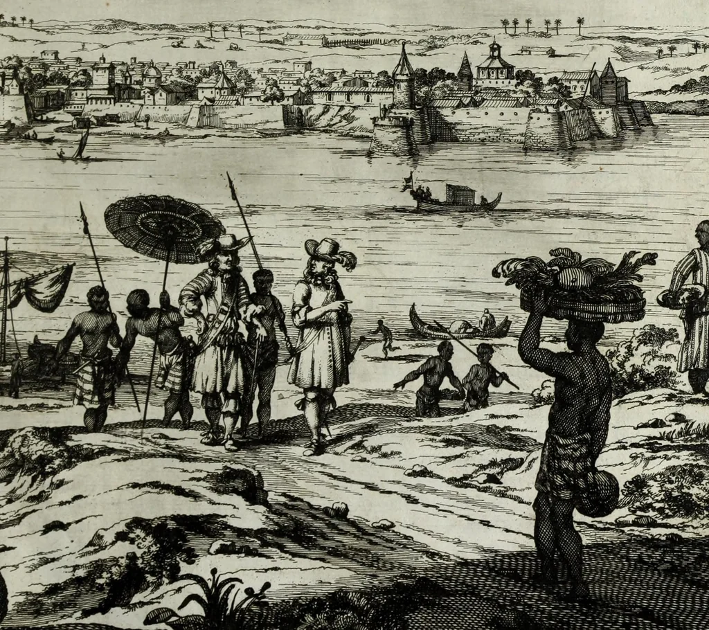 An illustration from Naauwkeurige beschryvinge van Malabar en Choromandel, der zelver aangrenzende ryken, en het machtige eyland Ceylon : nevens een omstandige en grondigh doorzochte ontdekking en wederlegginge van de afgoderye der Oost-Indische heydenen ..., 1672, leaf 43