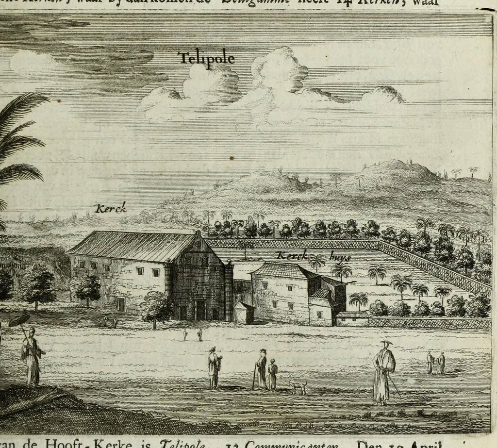 An illustration from Naauwkeurige beschryvinge van Malabar en Choromandel, der zelver aangrenzende ryken, en het machtige eyland Ceylon : nevens een omstandige en grondigh doorzochte ontdekking en wederlegginge van de afgoderye der Oost-Indische heydenen ..., 1672, leaf 497