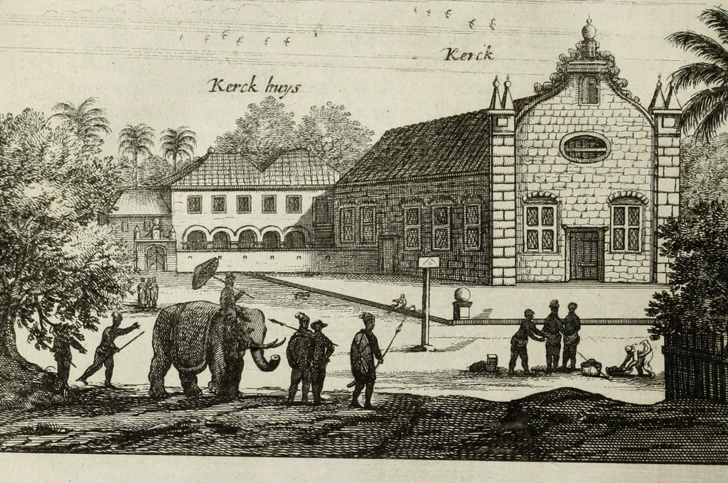 An illustration from Naauwkeurige beschryvinge van Malabar en Choromandel, der zelver aangrenzende ryken, en het machtige eyland Ceylon : nevens een omstandige en grondigh doorzochte ontdekking en wederlegginge van de afgoderye der Oost-Indische heydenen ..., 1672, leaf 506