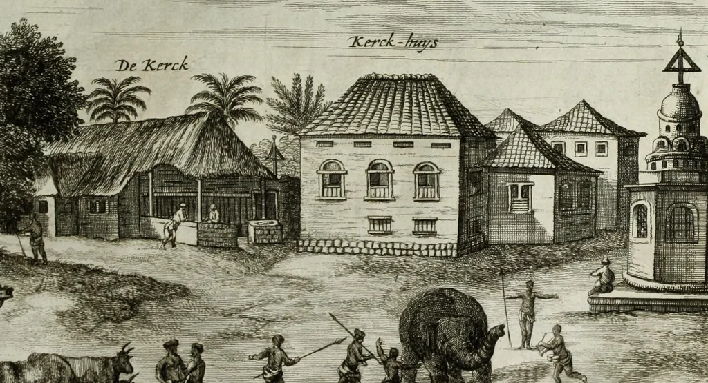 An illustration from Naauwkeurige beschryvinge van Malabar en Choromandel, der zelver aangrenzende ryken, en het machtige eyland Ceylon : nevens een omstandige en grondigh doorzochte ontdekking en wederlegginge van de afgoderye der Oost-Indische heydenen ..., 1672, leaf 513