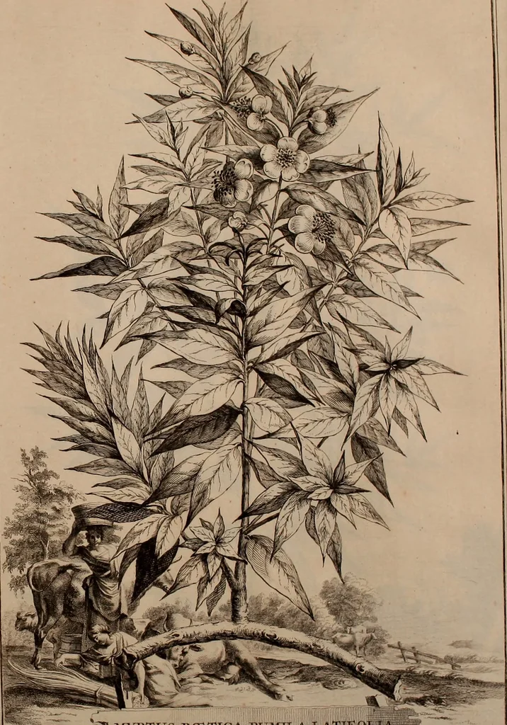 An illustration from Naauwkeurige beschryving der aardgewassen, waar in de veelerley aart en bijzondere eigenschappen der boomen, heesters, kruyden, bloemen, met haare vrugten, zaden, wortelen en bollen, neevens derzelver waare voort-teeling, gelukkige aanwinning, en heylzaame genees-krachten ... beschreeven worden;, 1696, leaf 166