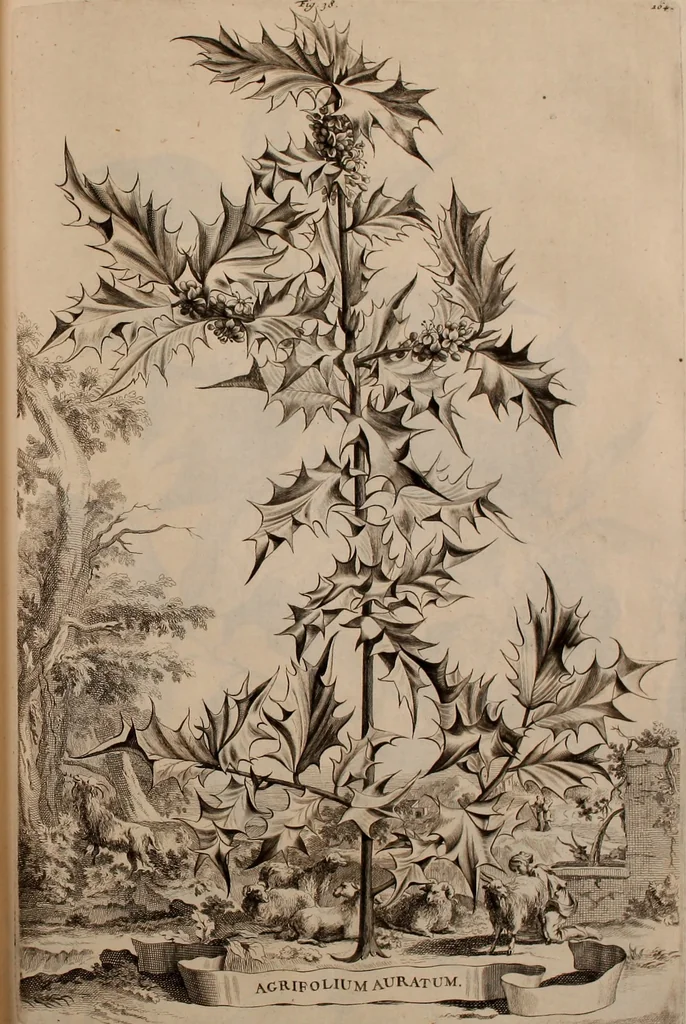 An illustration from Naauwkeurige beschryving der aardgewassen, waar in de veelerley aart en bijzondere eigenschappen der boomen, heesters, kruyden, bloemen, met haare vrugten, zaden, wortelen en bollen, neevens derzelver waare voort-teeling, gelukkige aanwinning, en heylzaame genees-krachten ... beschreeven worden;, 1696, leaf 202