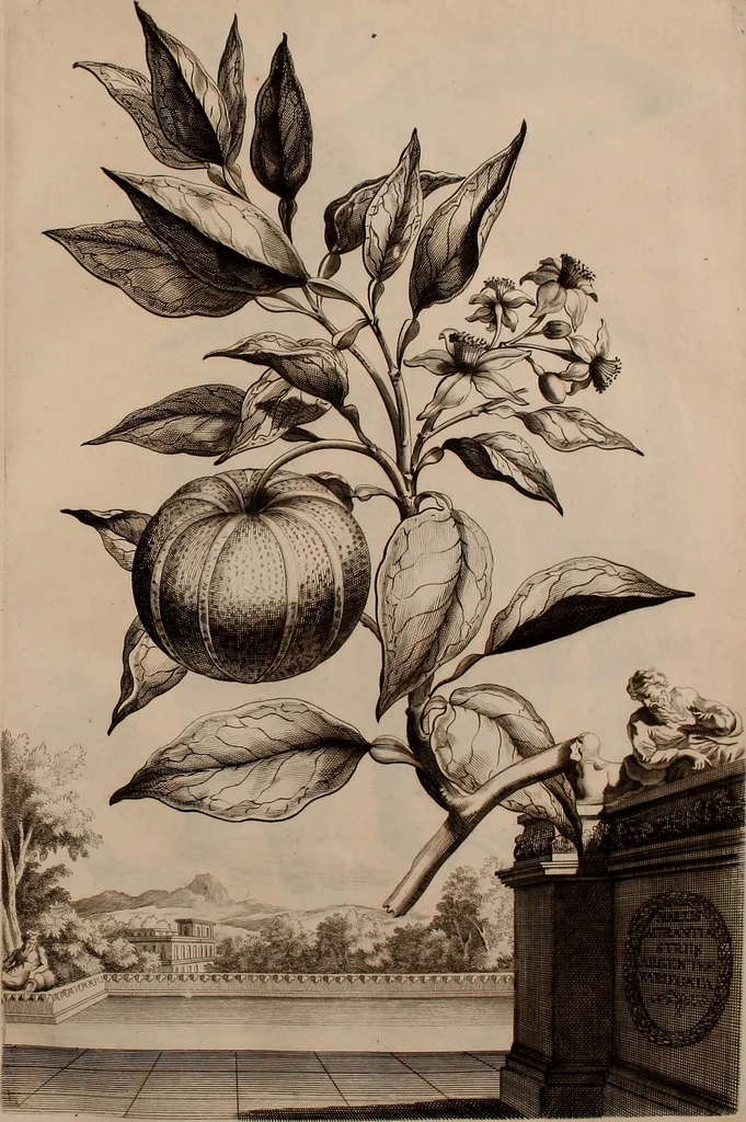 An illustration from Naauwkeurige beschryving der aardgewassen, waar in de veelerley aart en bijzondere eigenschappen der boomen, heesters, kruyden, bloemen, met haare vrugten, zaden, wortelen en bollen, neevens derzelver waare voort-teeling, gelukkige aanwinning, en heylzaame genees-krachten ... beschreeven worden;, 1696, leaf 52