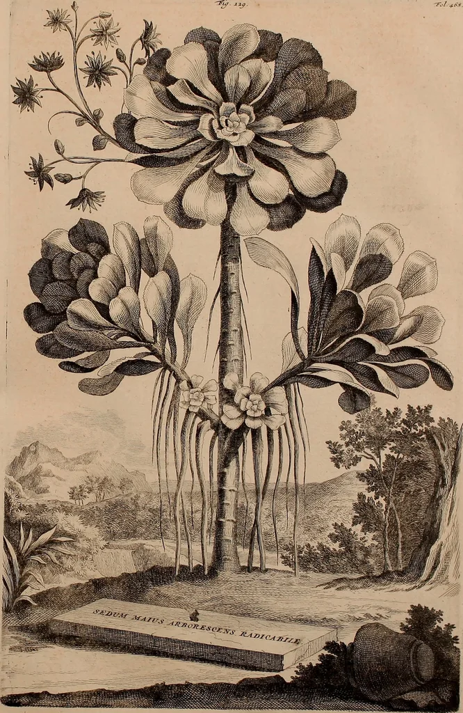 An illustration from Naauwkeurige beschryving der aardgewassen, waar in de veelerley aart en bijzondere eigenschappen der boomen, heesters, kruyden, bloemen, met haare vrugten, zaden, wortelen en bollen, neevens derzelver waare voort-teeling, gelukkige aanwinning, en heylzaame genees-krachten ... beschreeven worden;, 1696, leaf 534