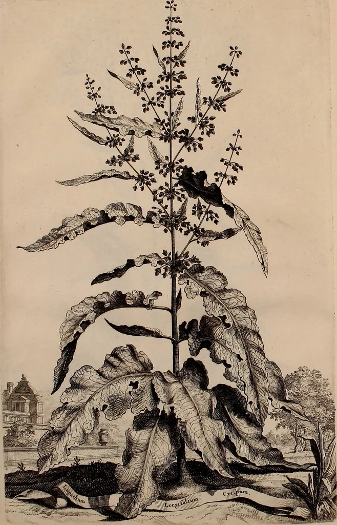 An illustration from Naauwkeurige beschryving der aardgewassen, waar in de veelerley aart en bijzondere eigenschappen der boomen, heesters, kruyden, bloemen, met haare vrugten, zaden, wortelen en bollen, neevens derzelver waare voort-teeling, gelukkige aanwinning, en heylzaame genees-krachten ... beschreeven worden;, 1696, leaf 53