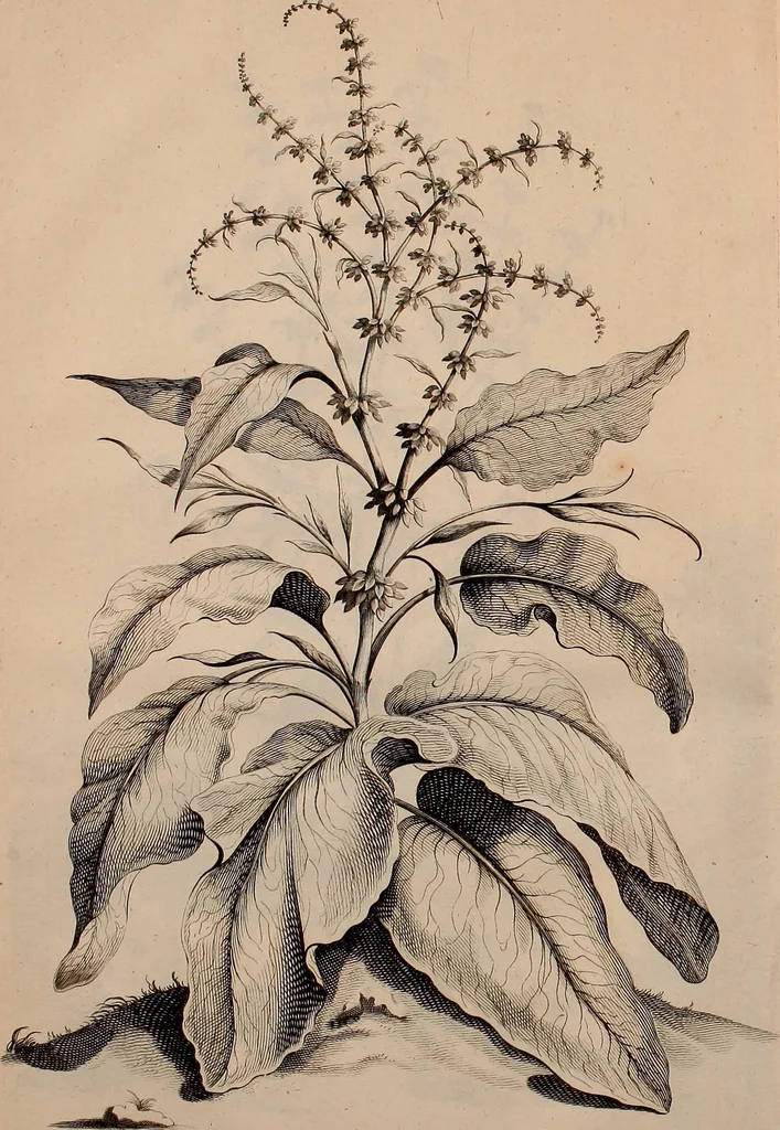 An illustration from Naauwkeurige beschryving der aardgewassen, waar in de veelerley aart en bijzondere eigenschappen der boomen, heesters, kruyden, bloemen, met haare vrugten, zaden, wortelen en bollen, neevens derzelver waare voort-teeling, gelukkige aanwinning, en heylzaame genees-krachten ... beschreeven worden;, 1696, leaf 59
