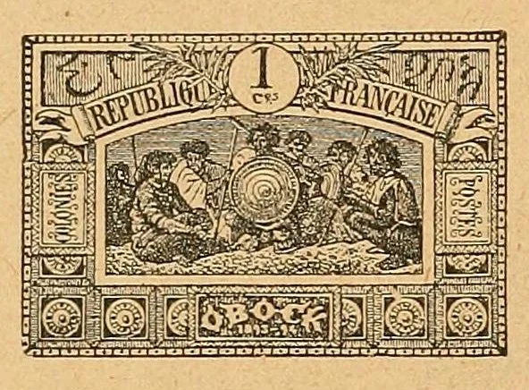 An illustration from Nachtrag zum I. Bande von Dr. Moschkau's Handbuch für Postmarken-Sammler, 1896, leaf 106
