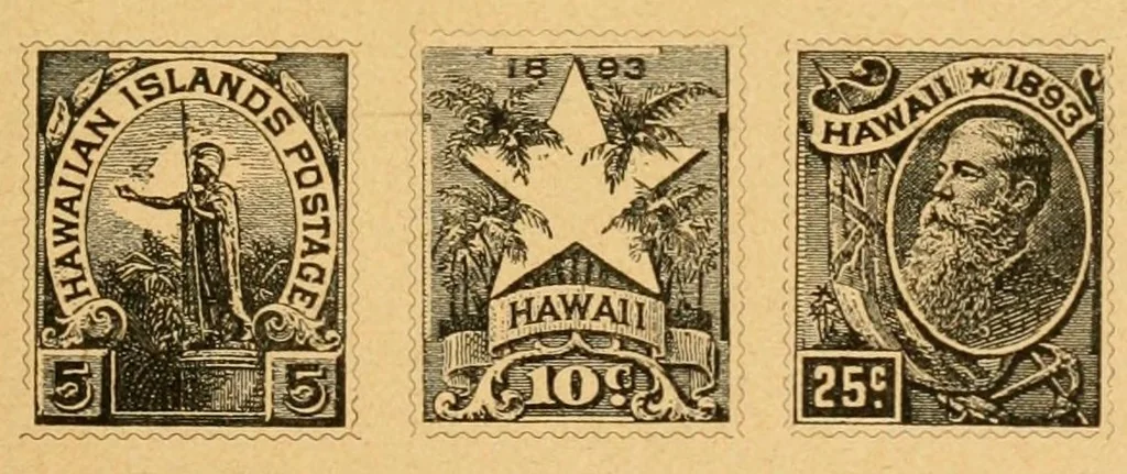 An illustration from Nachtrag zum I. Bande von Dr. Moschkau's Handbuch für Postmarken-Sammler, 1896, leaf 135