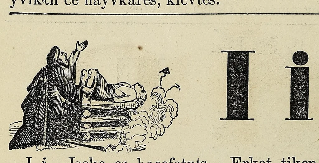 An illustration from Nakcokv es kerretv enhvteceskv. Muskokee or Creek first reader, 1875, leaf 20
