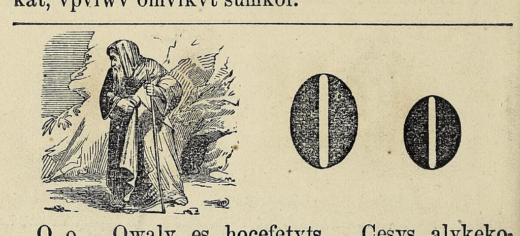 An illustration from Nakcokv es kerretv enhvteceskv. Muskokee or Creek first reader, 1875, leaf 22