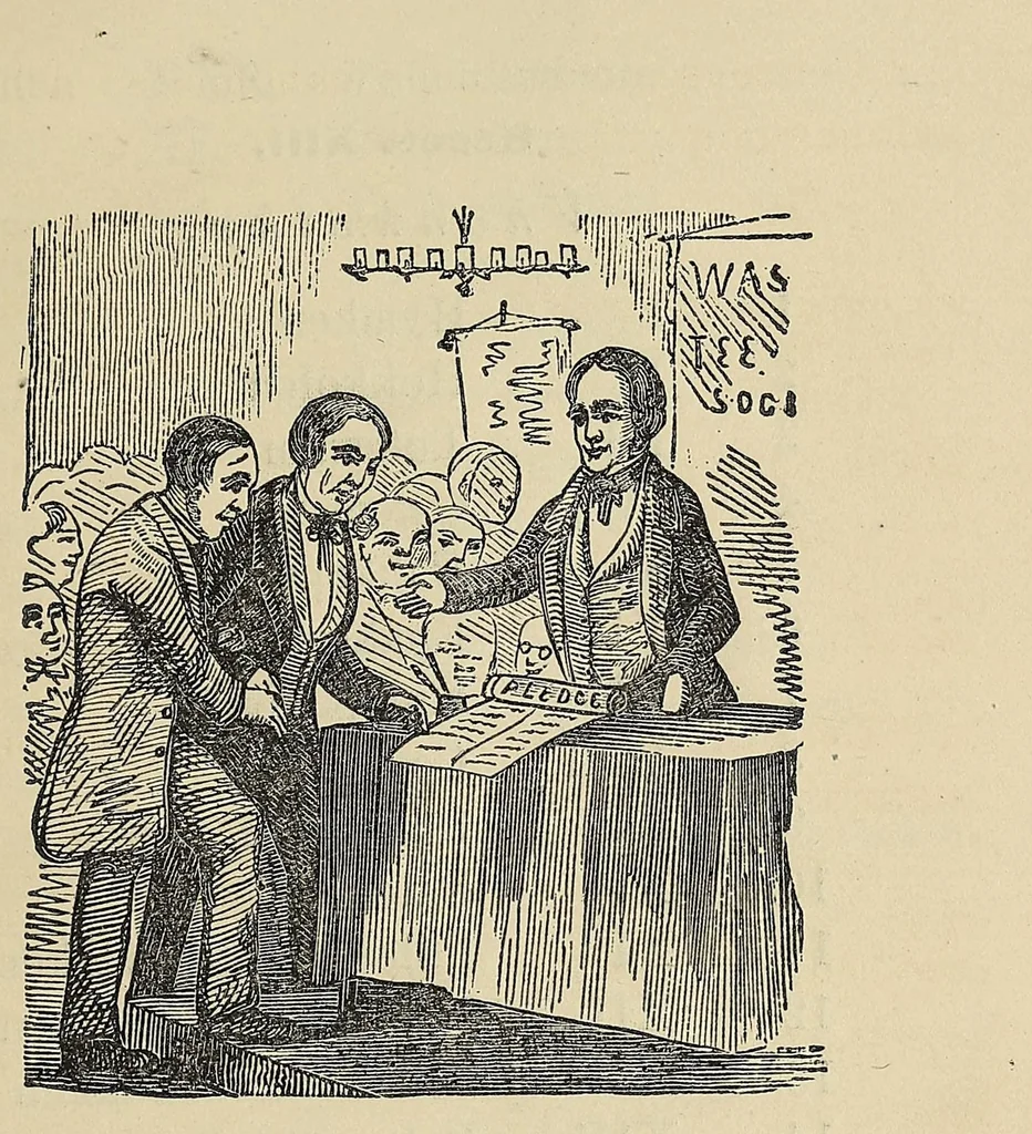 An illustration from Nakcokv es kerretv enhvtecskv = Muskokee or Creek first reader, 1882, leaf 39