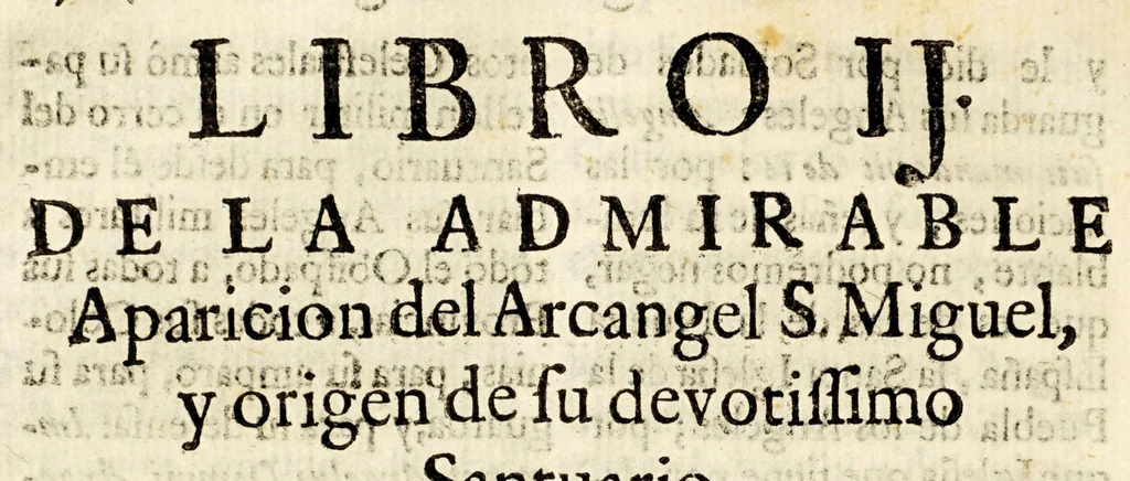 An illustration from Narracion de la maravillosa aparicion, que hizo el arcangel S. Miguela Diego Lazaro de S. Francisco, : indio feligres del pueblo de S. Bernardo, de la jurisdicion de Santa Maria Nativitas. Fundacion del Santuario, que llaman S. Miguel del Milagro; de la fuente milagrosa, que debaxo de vna peña mostrò el principe de los angeles; de los milagros, que ha hecho el agua bendita, y el barro amasado de dicha fuente en los que con fè, y devocion han usado de ellos para remedio de sus males., 1692, leaf 92