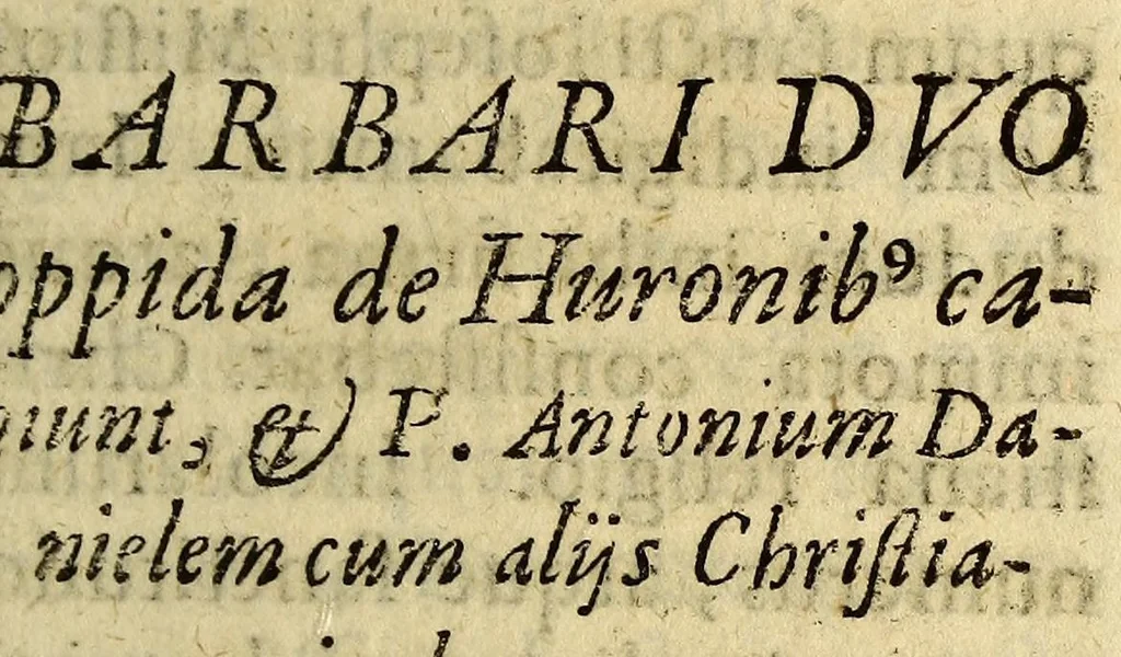 An illustration from Narratio historica eorum, quæ Societas Iesu in Noua Francia fortiter egit, & passa est, annis M.DC.XLIIX. & XLIX., 1650, leaf 41