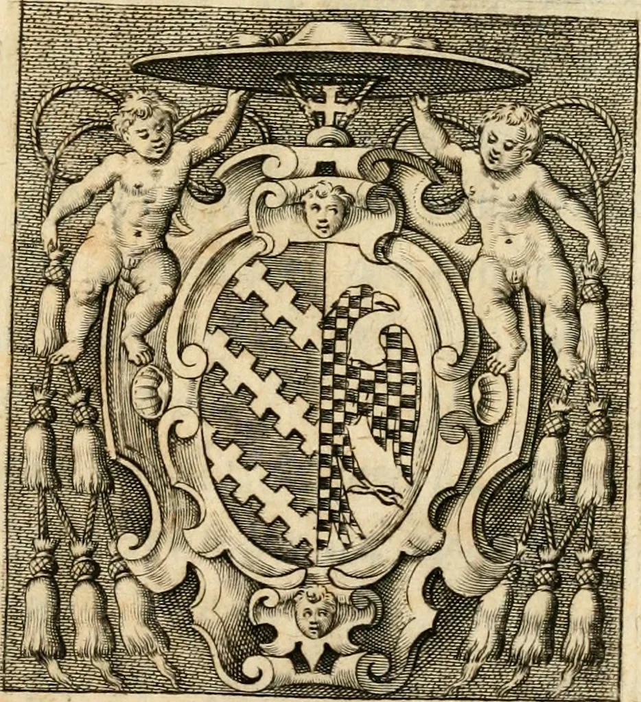 An illustration from Narratione della morte et solenni esseqvie dell'illustriss. et reverendiss. signor cardinale Antonio Maria Salviati : con la dichiaratione dell'apparato funerale fatto gli in Roma dall'illustriss. sig. Lorenzo Salviati suo nipote, nella Chiesa di S. Iacomo in Augusta, dal medesimo cardinale edificata, 1603, leaf 8