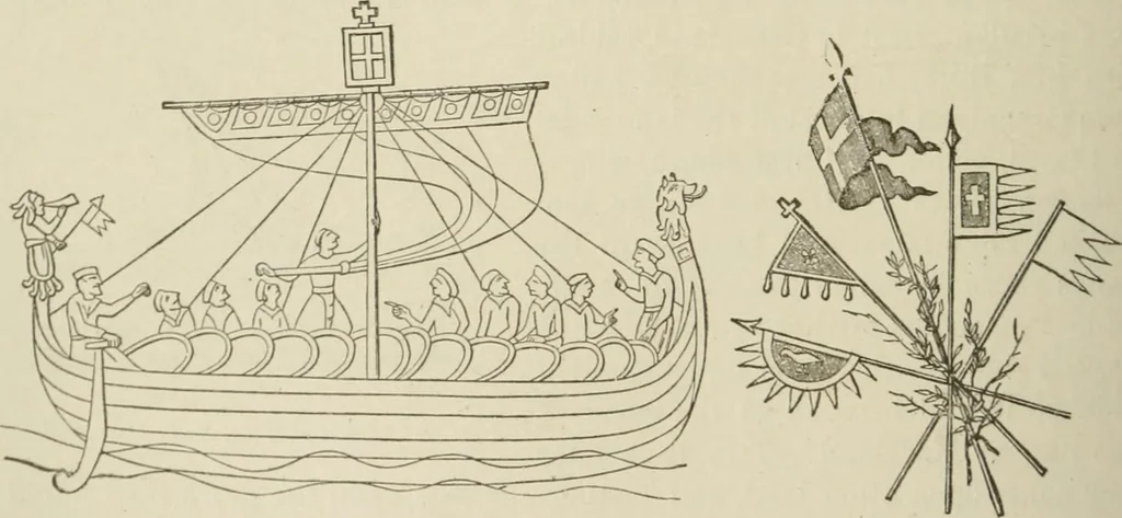 An illustration from Narrative and critical history of America, 1884, leaf 121